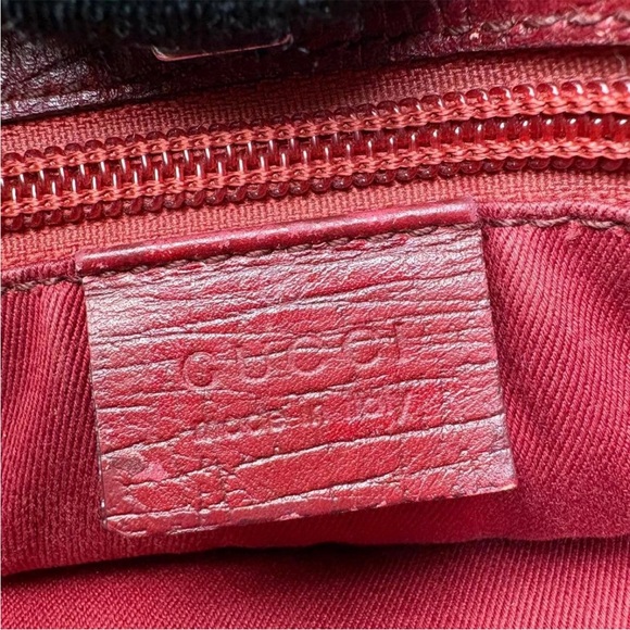 Gucci Beige Monogram Tote with Burgundy Handles - Picture 8 of 10